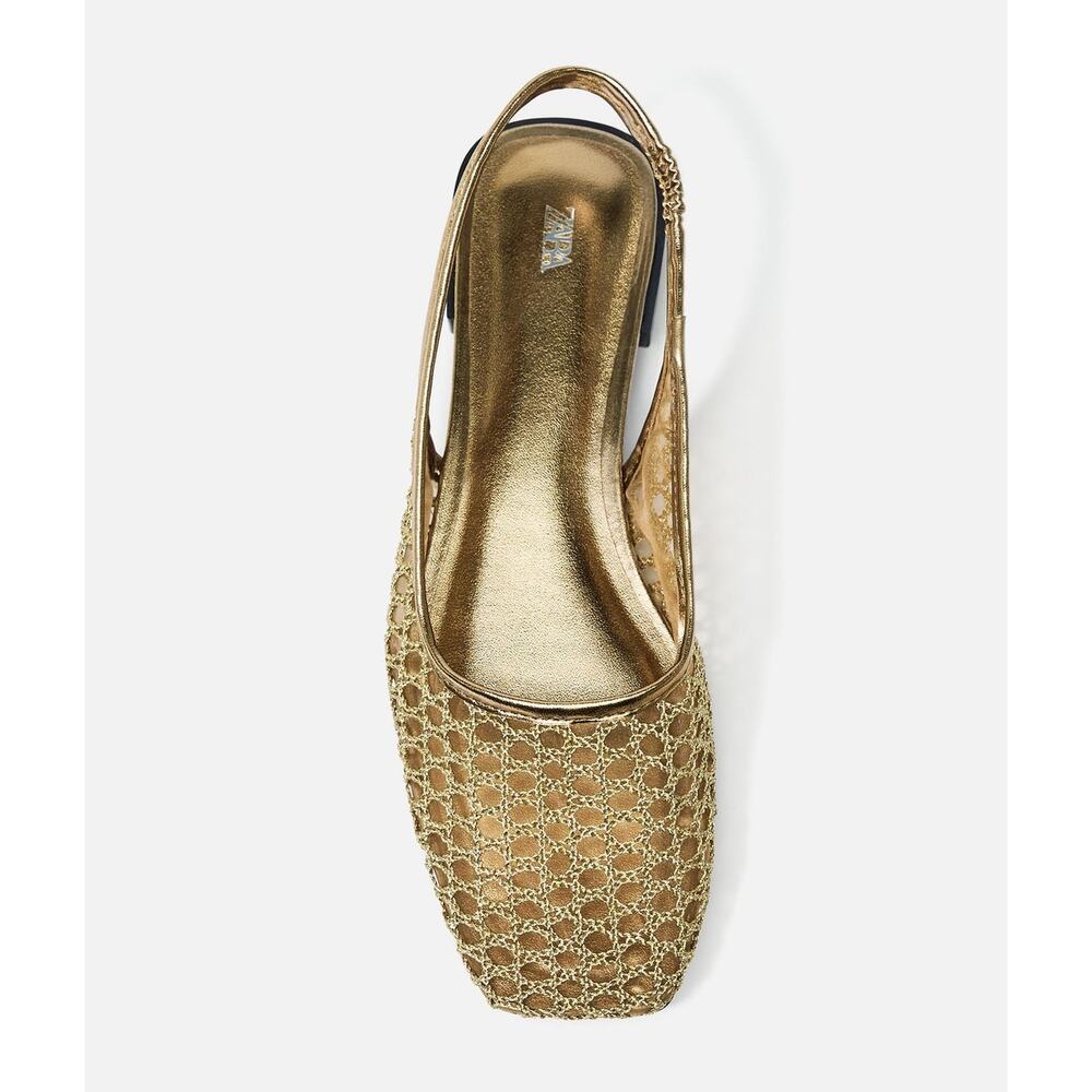 LAST ONE!!! ZARA Metallic Braided Slingback Flats Gold NWT Ballerina US 7.5 - Picture 16 of 16